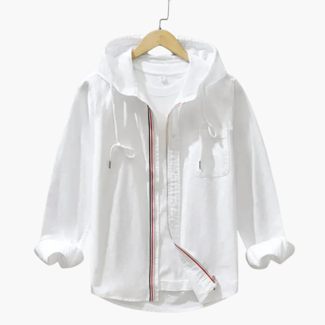 Casual Hoodie Shirt with Adjustable Hood and Buttons