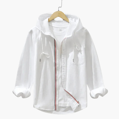 Casual Hoodie Shirt with Adjustable Hood and Buttons