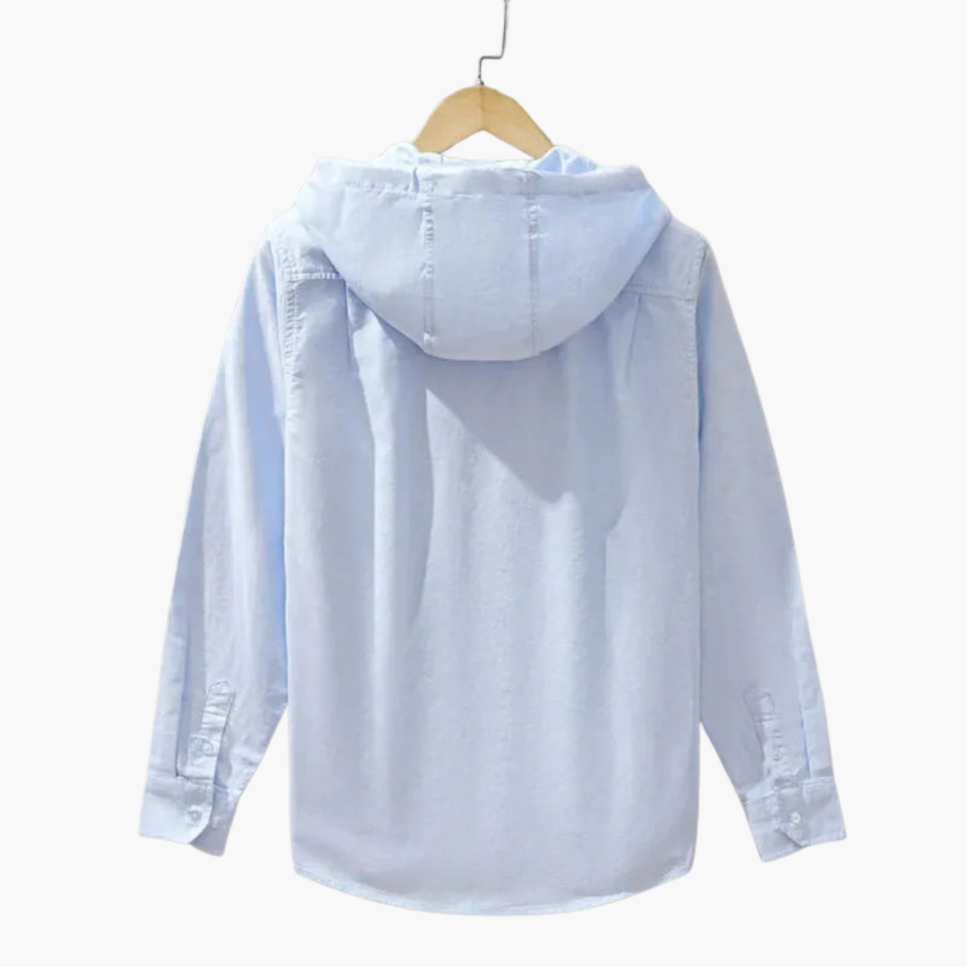 Casual Hoodie Shirt with Adjustable Hood and Buttons