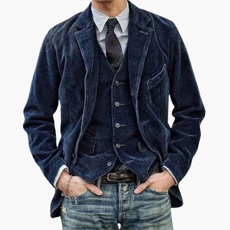 Men's Classic Coat with Notch Collar and Front Buttons