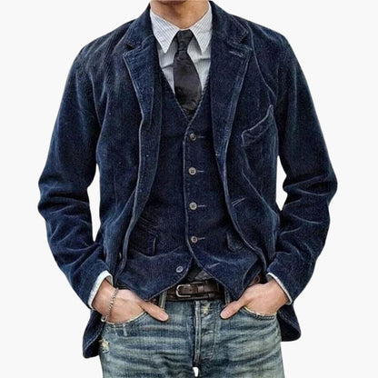 Men's Classic Coat with Notch Collar and Front Buttons