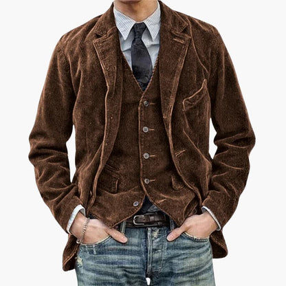 Men's Classic Coat with Notch Collar and Front Buttons