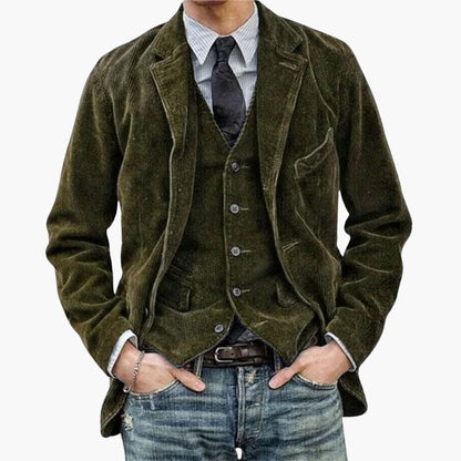 Men's Classic Coat with Notch Collar and Front Buttons