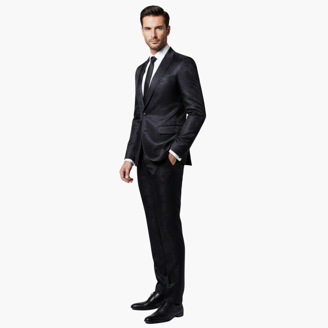 Men's Textured 2 Piece Slim Fit Business Suit