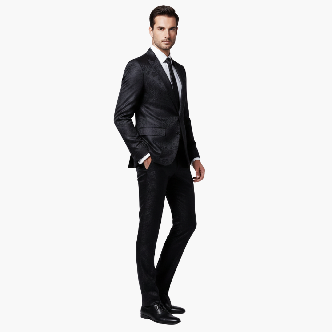 Men's Textured 2 Piece Slim Fit Business Suit