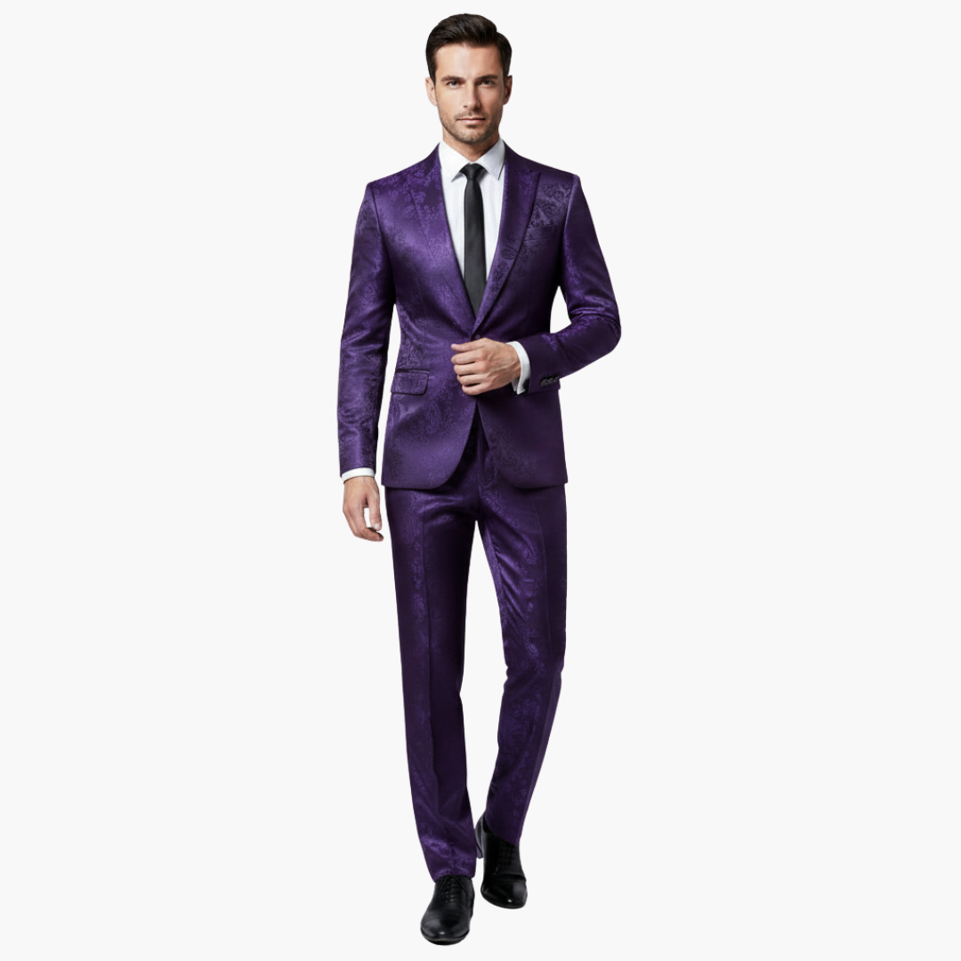 Men's Textured 2 Piece Slim Fit Business Suit