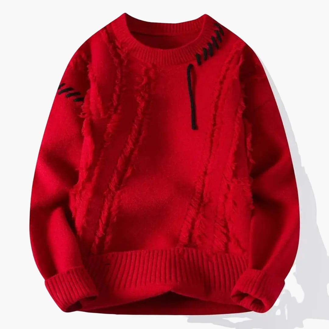 Textured Crew Neck Men's Sweater