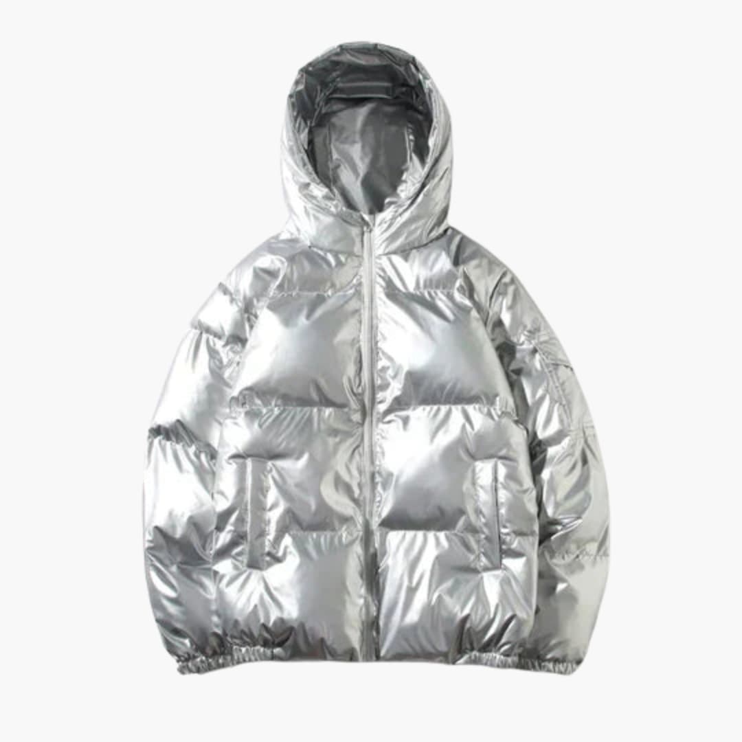 Men's Silver Down Parka with Hood