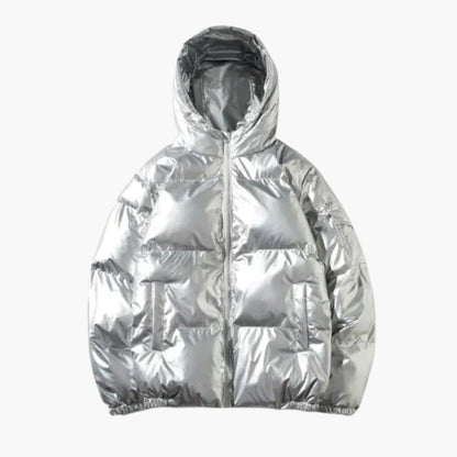 Men's Silver Down Parka with Hood