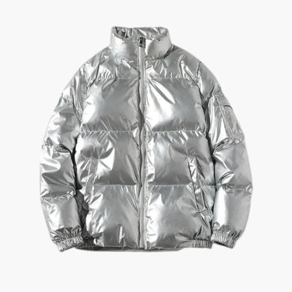 Men's Silver Down Parka with Hood