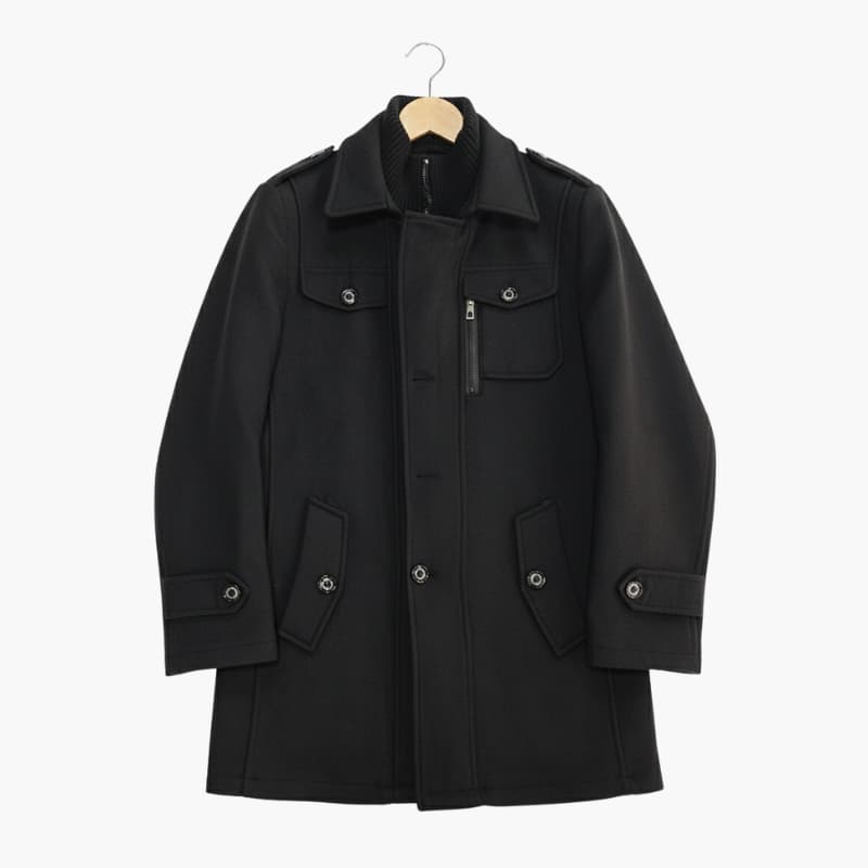 Men's Classic Knee Length Trench Coat with Double Buttons
