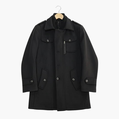 Men's Classic Knee Length Trench Coat with Double Buttons