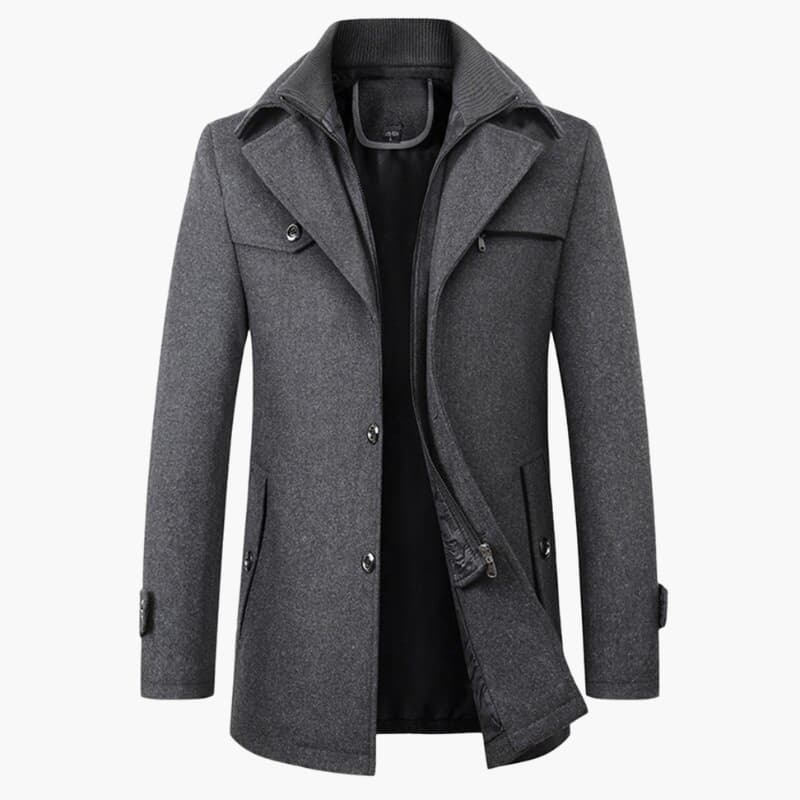 Men's Classic Knee Length Trench Coat with Double Buttons