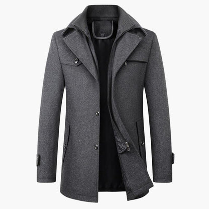 Men's Classic Knee Length Trench Coat with Double Buttons