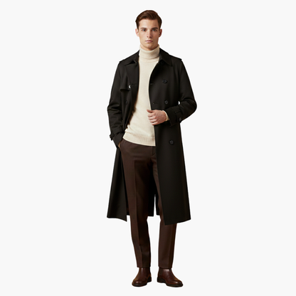 Waterproof Long Belted Mens Trench Coat
