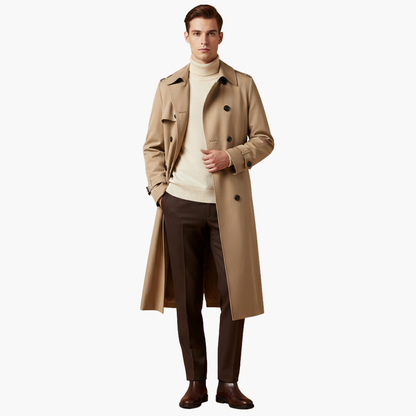 Waterproof Long Belted Mens Trench Coat
