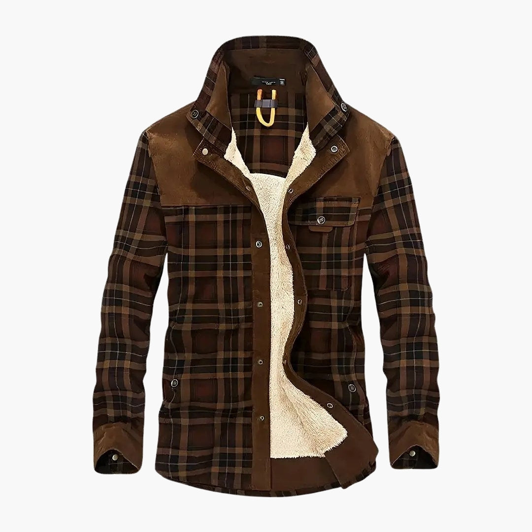 Warm Plaid Fleece Lined Shirt Jacket - Olytrend