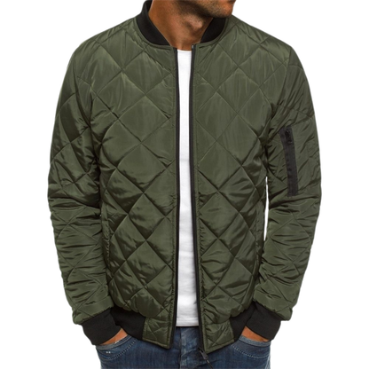 Warm Padded Mens Zip Jacket with Ribbed Hem