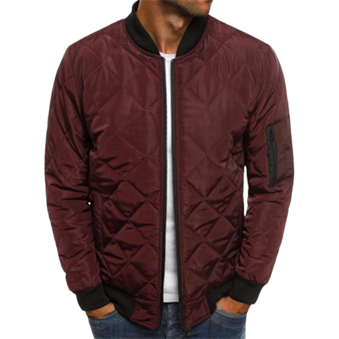 Warm Padded Mens Zip Jacket with Ribbed Hem
