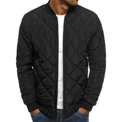 Warm Padded Mens Zip Jacket with Ribbed Hem