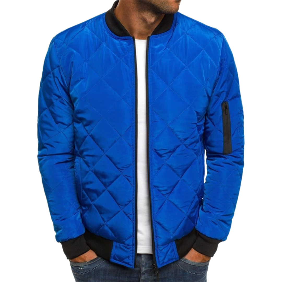 Warm Padded Mens Zip Jacket with Ribbed Hem