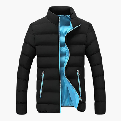 Warm Men's Padded Parka Jacket with Zipper Pockets