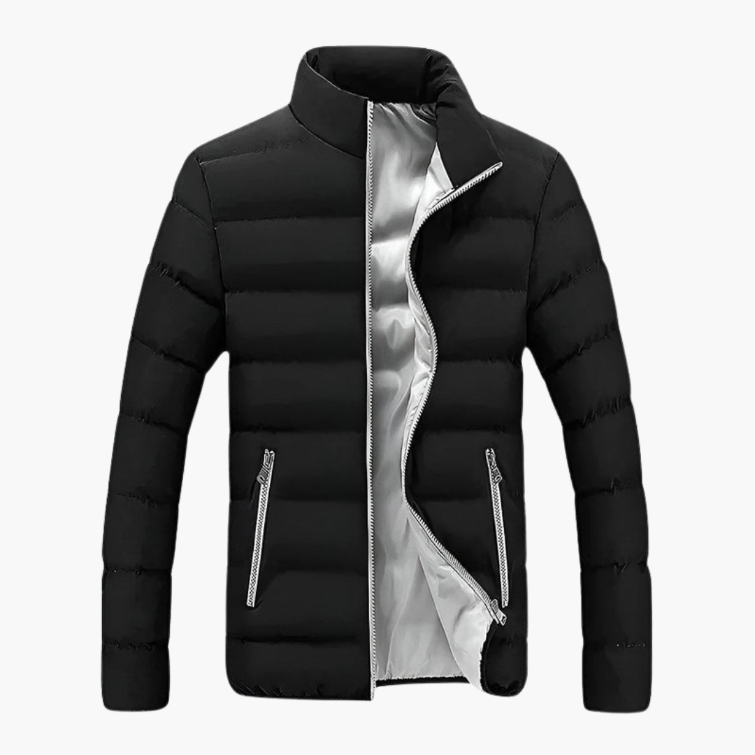 Warm Men's Padded Parka Jacket with Zipper Pockets