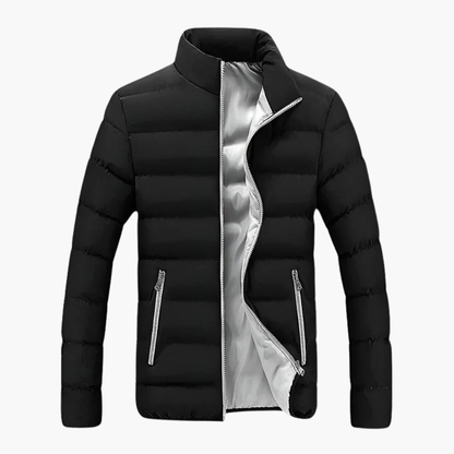 Warm Men's Padded Parka Jacket with Zipper Pockets