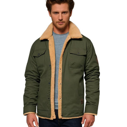 Warm Mens Fleece Lined Button Jacket