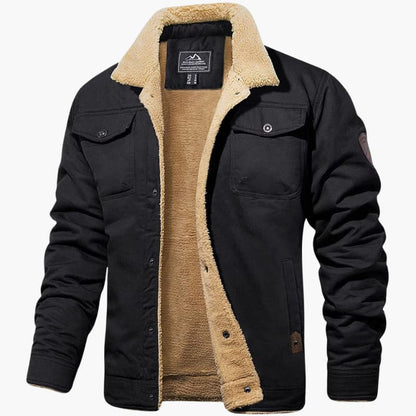 Warm Mens Fleece Lined Button Jacket