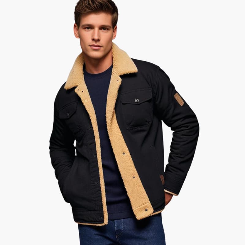Warm Mens Fleece Lined Button Jacket