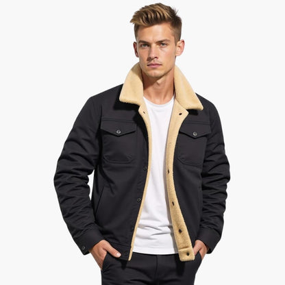 Warm Mens Fleece Lined Button Jacket
