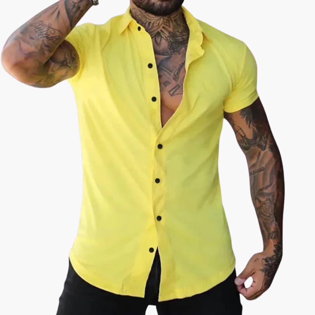 Casual Short Sleeve Dress Shirt for Men