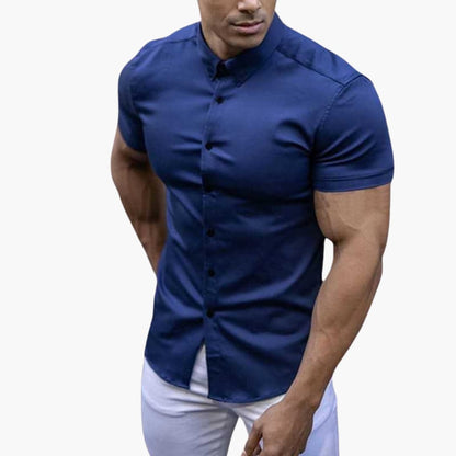 Casual Short Sleeve Dress Shirt for Men