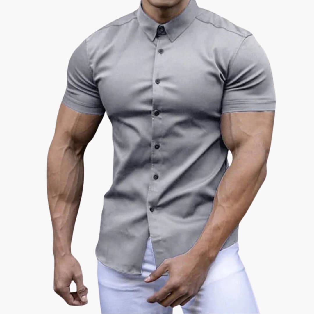 Casual Short Sleeve Dress Shirt for Men