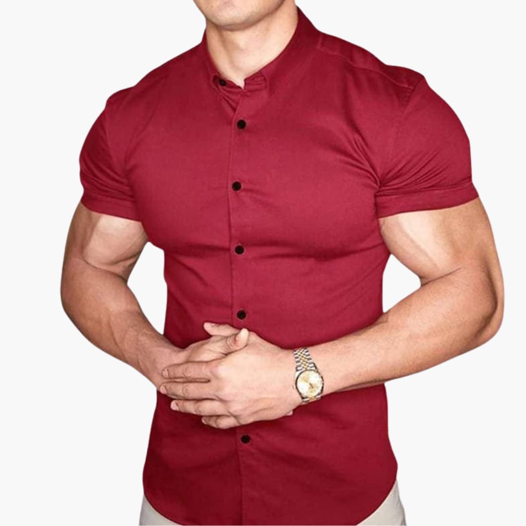 Casual Short Sleeve Dress Shirt for Men