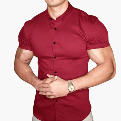 Casual Short Sleeve Dress Shirt for Men