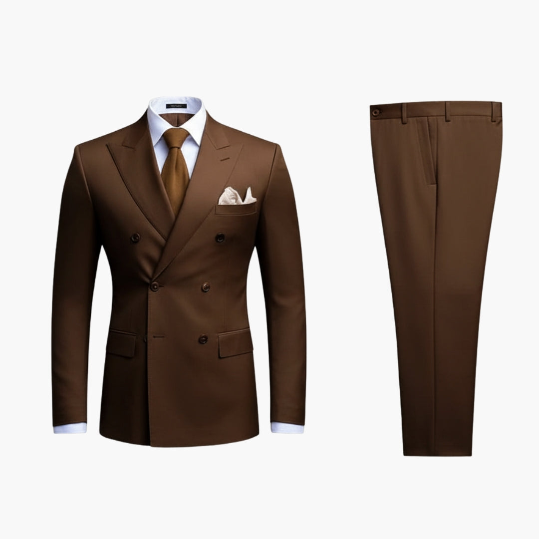 Classic 2 Piece Suit with Peak Lapels and Buttons - Olytrend