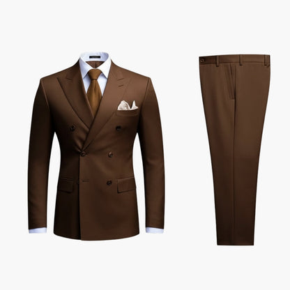 Classic 2 Piece Suit with Peak Lapels and Buttons - Olytrend