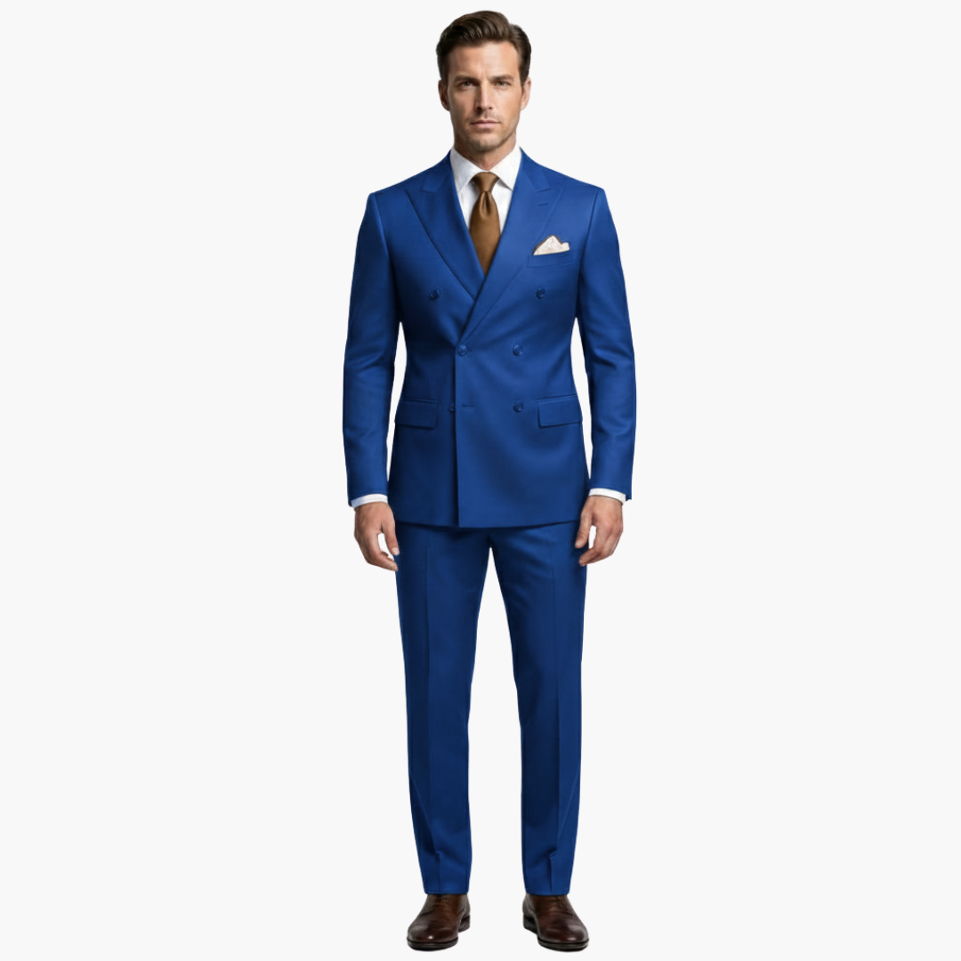 Classic 2 Piece Suit with Peak Lapels and Buttons