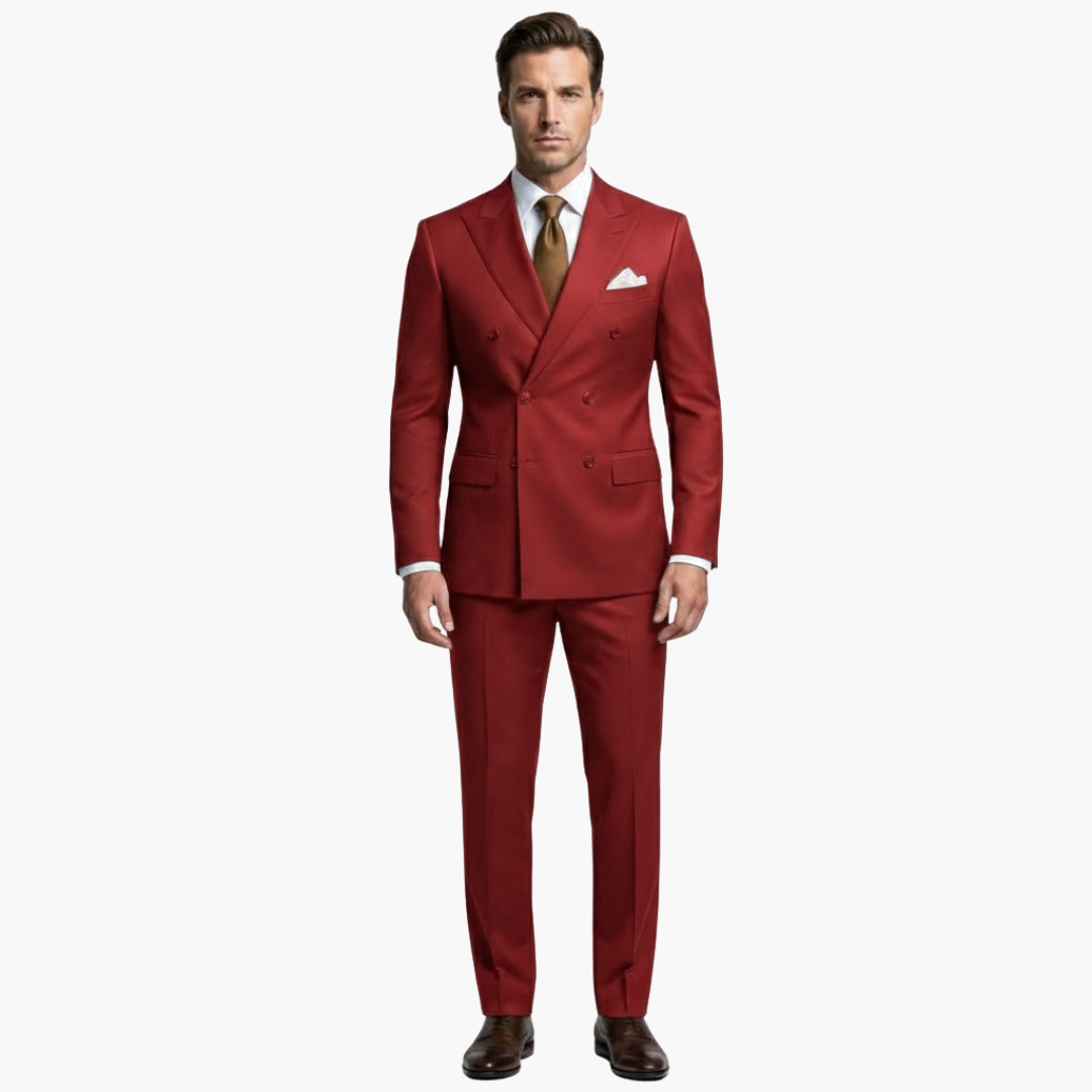 Classic 2 Piece Suit with Peak Lapels and Buttons