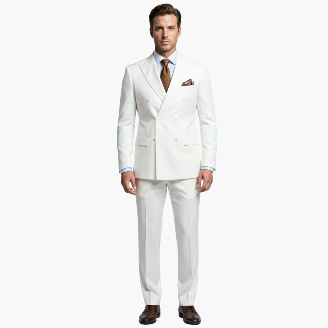 Classic 2 Piece Suit with Peak Lapels and Buttons