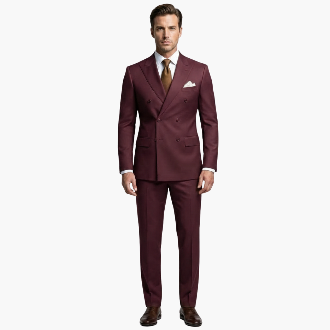 Classic 2 Piece Suit with Peak Lapels and Buttons