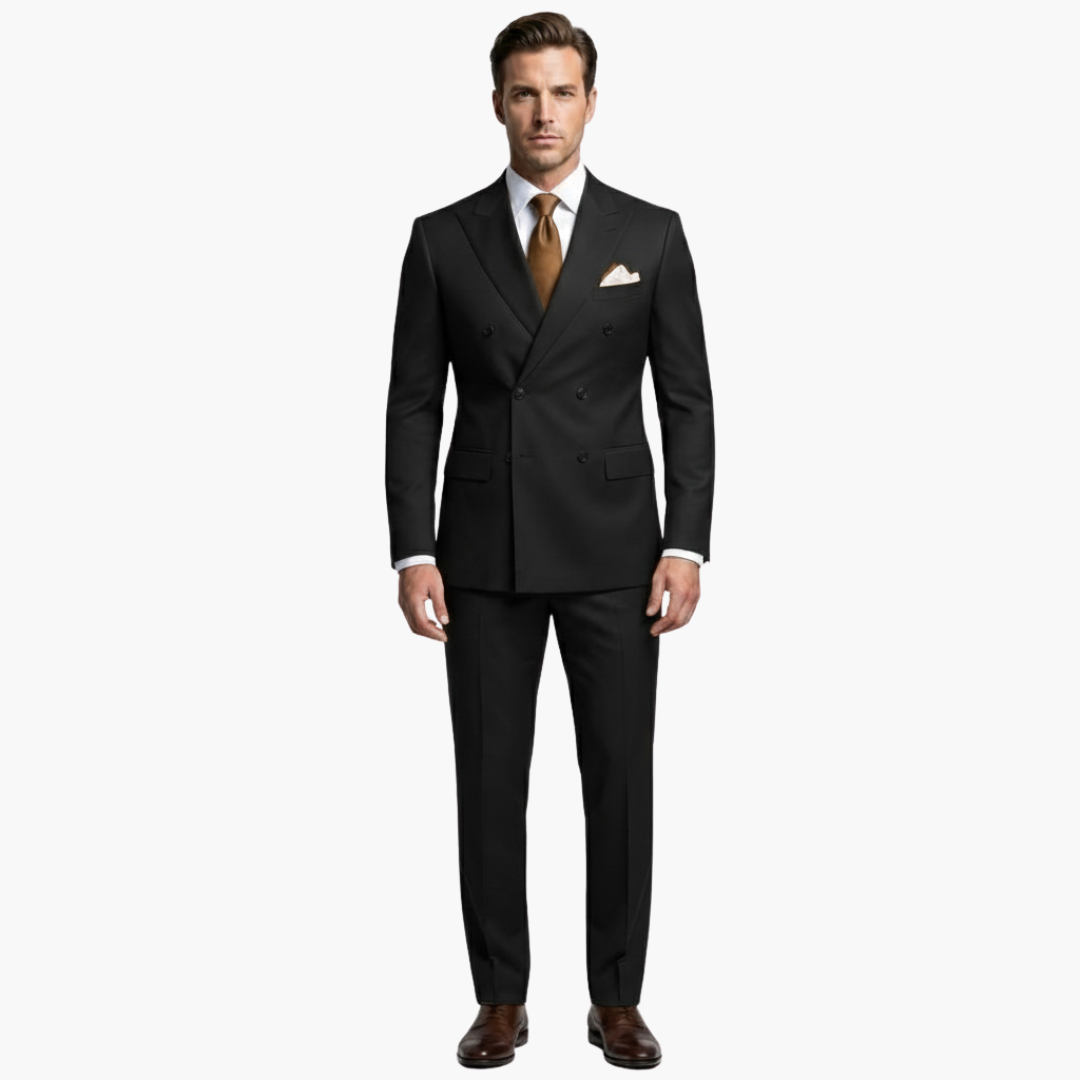 Classic 2 Piece Suit with Peak Lapels and Buttons