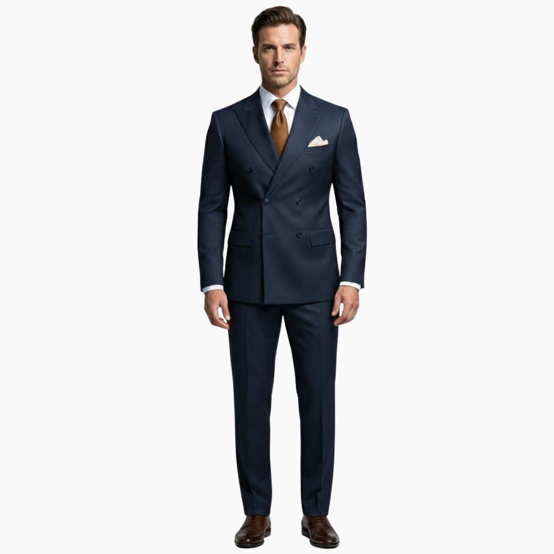 Classic 2 Piece Suit with Peak Lapels and Buttons