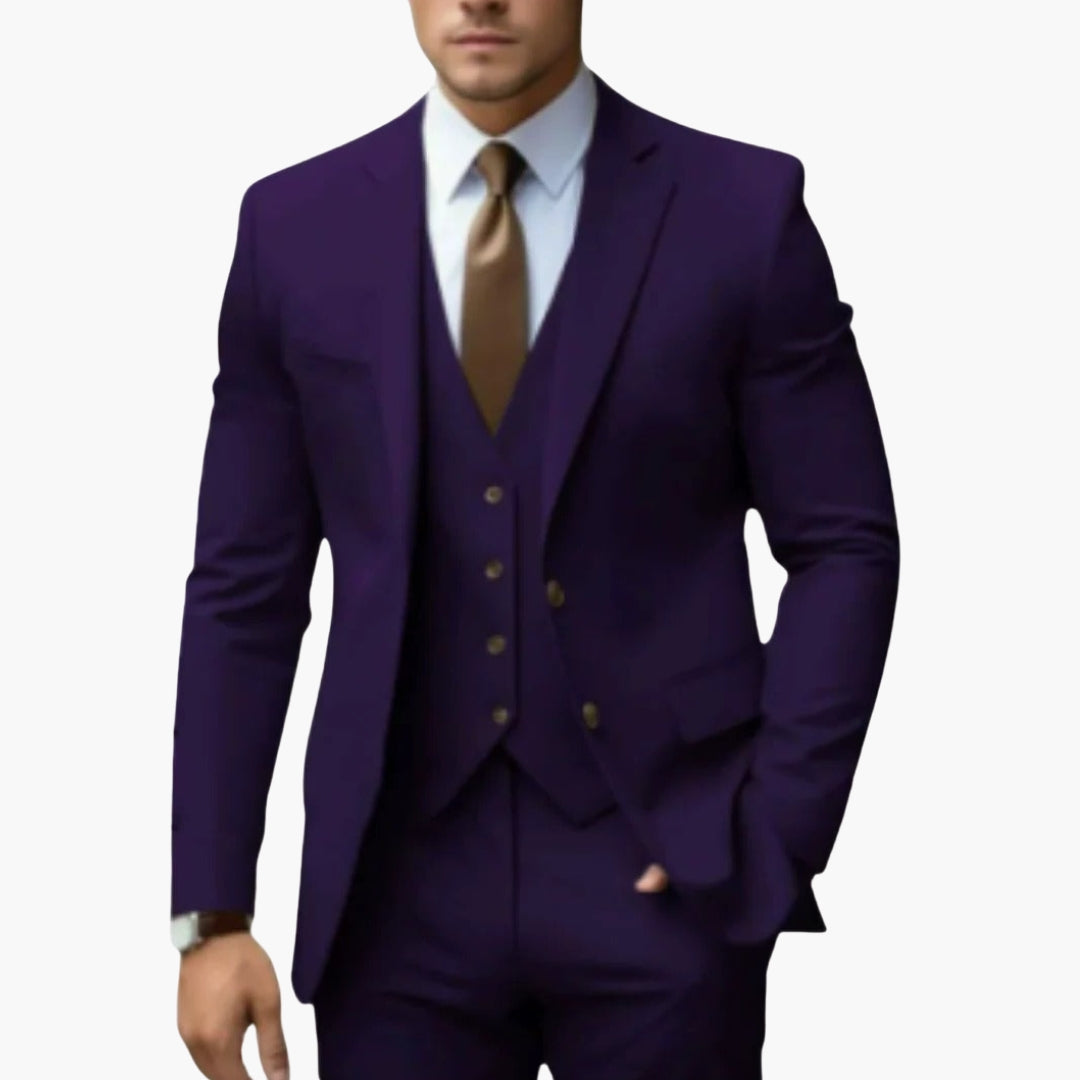 Classic 3 Piece Men's Suit Set with Notch Lapel