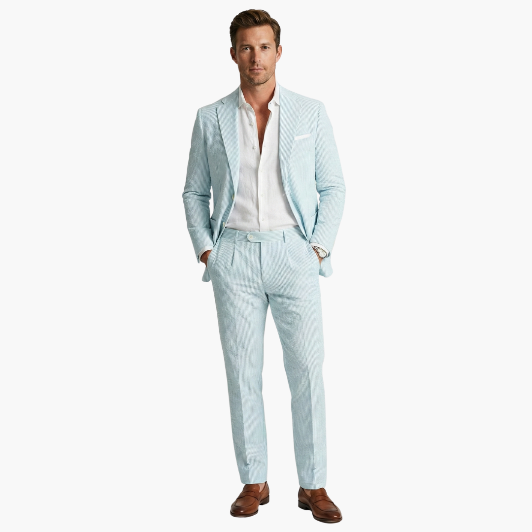 Men's Slim Fit Pinstripe Two Piece Suit