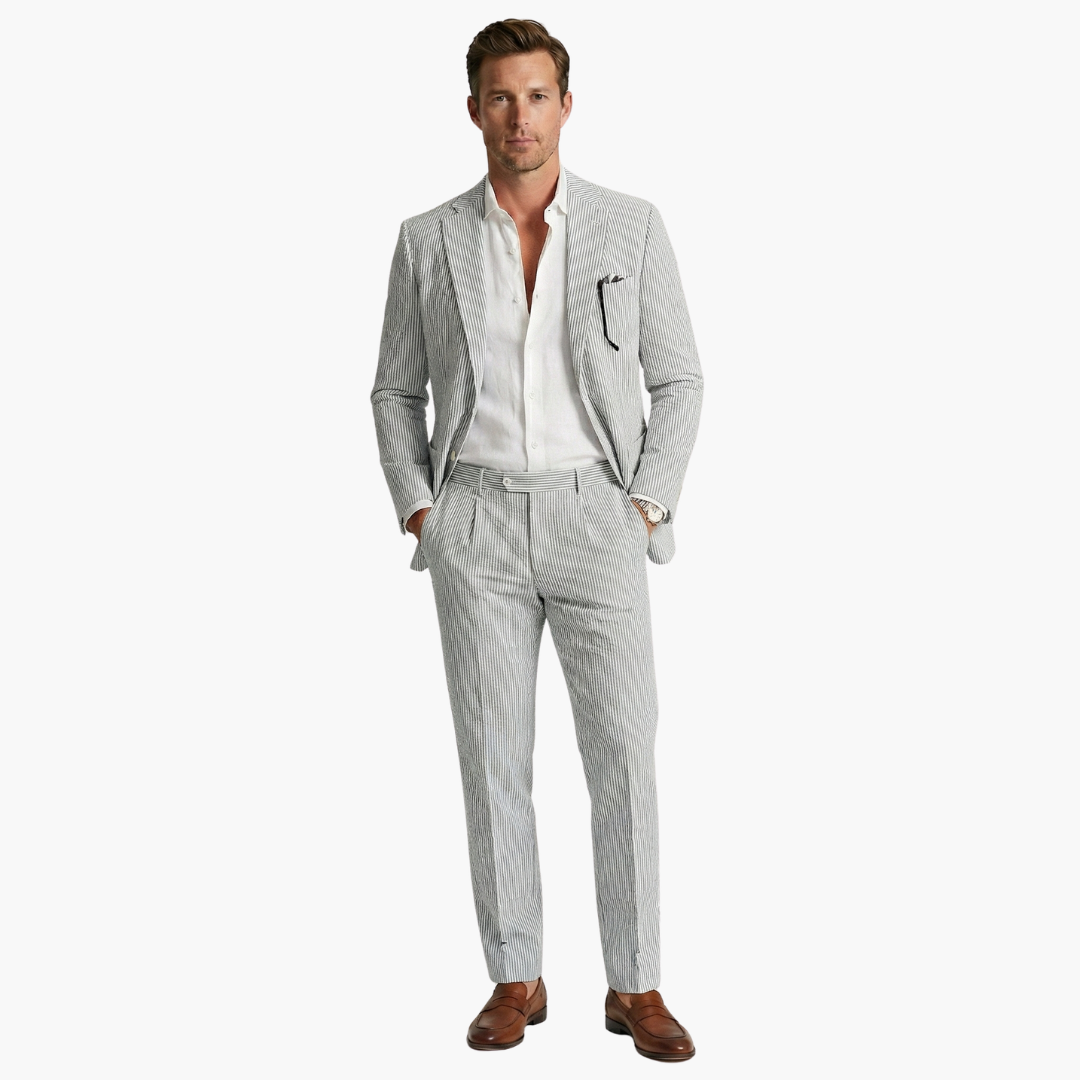 Men's Slim Fit Pinstripe Two Piece Suit