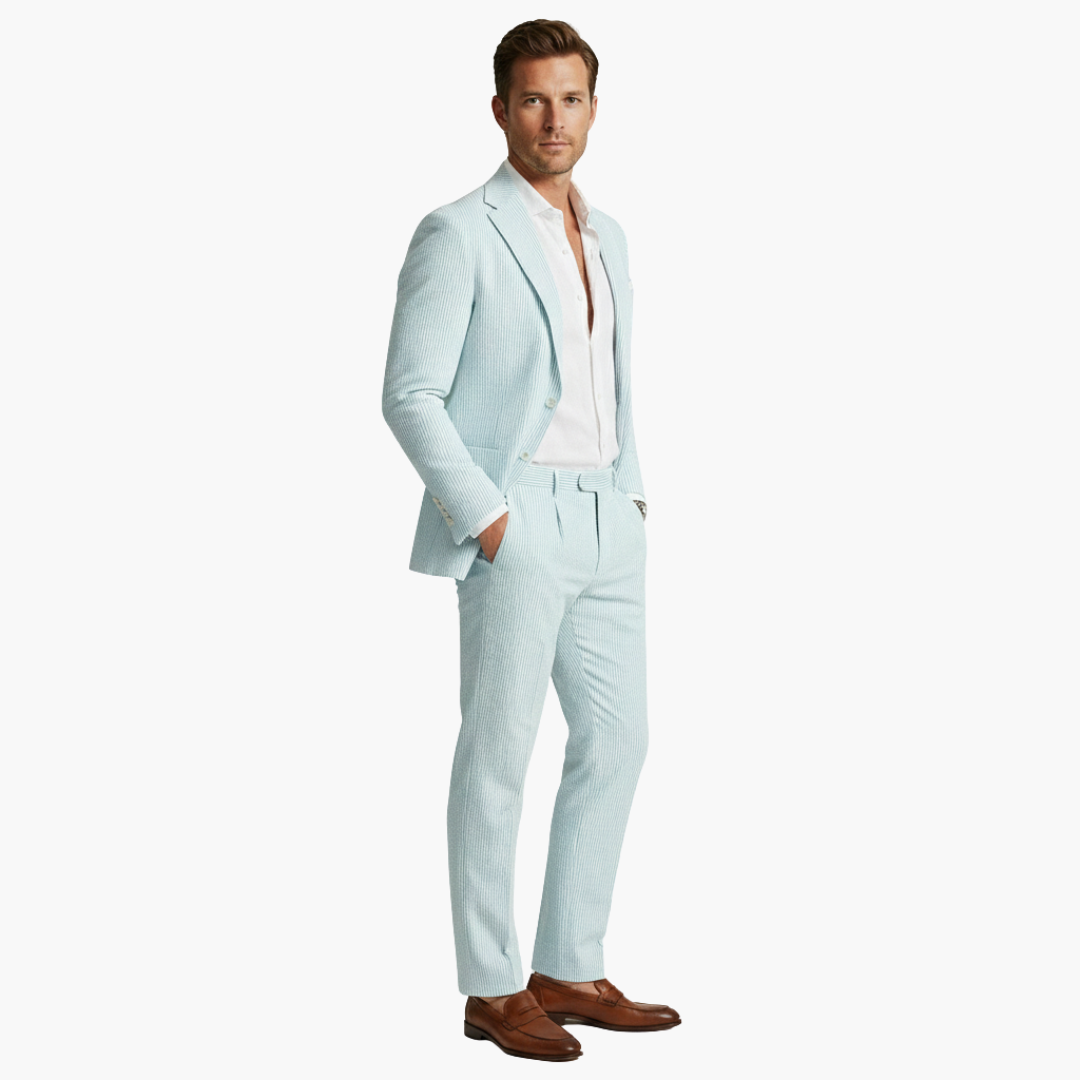 Men's Slim Fit Pinstripe Two Piece Suit