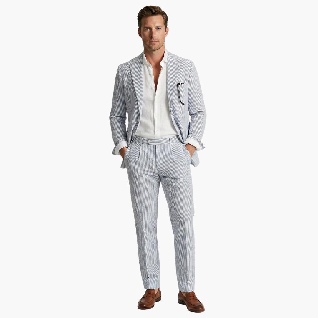 Men's Slim Fit Pinstripe Two Piece Suit